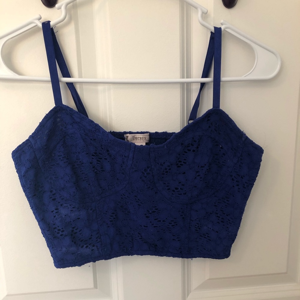 Decree cropped blue tank top